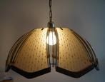 vintage hollywood regency hanglamp glas beige metaal groot, Huis en Inrichting, Lampen | Hanglampen, Ophalen, Vintage hollywood