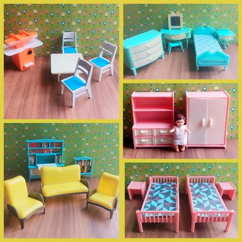61 vintage poppenhuis meubels plastic Jean & Modella 0,30 ps, Verzamelen, Poppenhuizen en Toebehoren, Gebruikt, Gebruiksvoorwerp