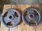 Olympische gietijzeren halterschijven 2x10 kg, Sport en Fitness, Fitnessmaterialen, Ophalen, Zo goed als nieuw, Benen, Halterschijven