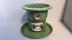 Petroleumstel 2Pits Groen met Onderblad, Antiek en Kunst, Antiek | Emaille, Ophalen of Verzenden