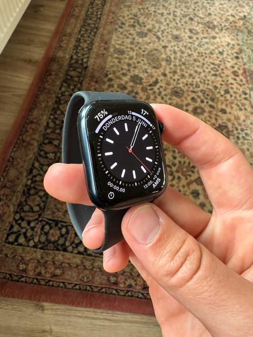 Apple Watch Series 7 midnight 45mm, Sieraden, Tassen en Uiterlijk, Smartwatches, Gebruikt, iOS, Zwart, Ophalen of Verzenden