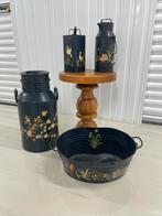 Handbeschilderde Melkbus, Oliekan, melkkan en zinken bak., Ophalen of Verzenden