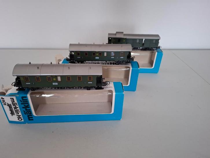 Marklin H0 4100/4101/4103 2e 3e en bagagewagen van de DB, Hobby en Vrije tijd, Modeltreinen | H0, Zo goed als nieuw, Treinset