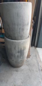 2 x tuinpot poly beton 80 cm hoogte 55 cm doorsnede, Ophalen, Gebruikt, Rond, Tuin