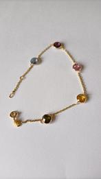 Oude 9 krt gouden armband Aquamarijn, Roze Topaas, Amethist, Sieraden, Tassen en Uiterlijk, Antieke sieraden, Verzenden, Goud