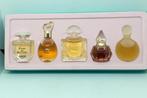 5 volle miniaturen in doos Caron-Weil-Lalique-Worth-Fath, Verzamelen, Parfumverzamelingen, Verzenden, Nieuw, Miniatuur, Gevuld