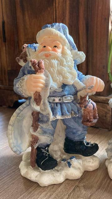 Kerstmannen (2x) in blauw/wit, 20 cm hoog beschikbaar voor biedingen