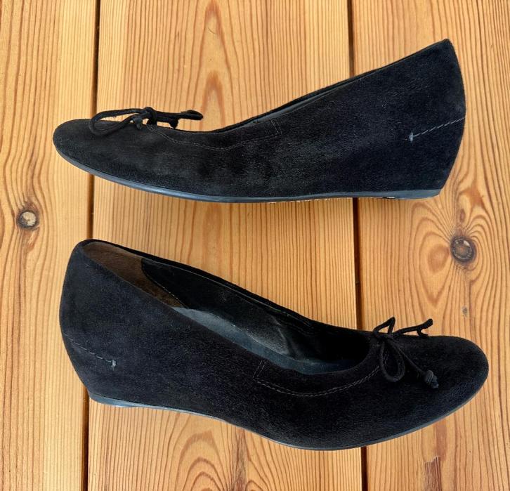 Paul Green ballerina’s / pumps - Zwart Leer Suède - maat 38, Kleding | Dames, Schoenen, Zo goed als nieuw, Ballerina's, Zwart
