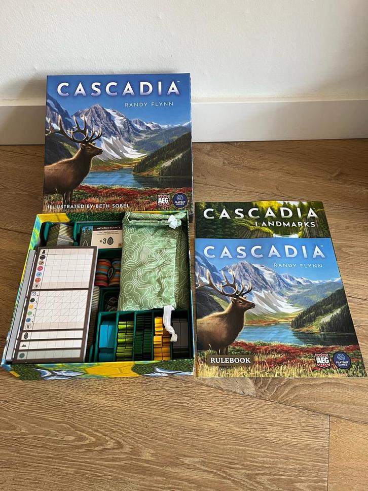 3D printed insert Cascadia + Landmarks - donkergroen, Hobby en Vrije tijd, Gezelschapsspellen | Bordspellen, Nieuw, Ophalen of Verzenden