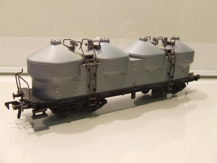 FLEISCHMANN 1492 silowagen, 4 assig, grijs,  zeer goed, Hobby en Vrije tijd, Modeltreinen | H0, Zo goed als nieuw, Wagon, Gelijkstroom of Wisselstroom