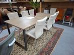 6 Nieuwe LEREN stoelen off-white met Rvs poot. SAMEN € 600,=, Ophalen, Wit, Nieuw, Metaal