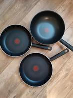 3 x anti aanbak pannen pannenset koekenpan hapjespan Tefal, Koekenpan of Braadpan, Gebruikt, Ophalen of Verzenden