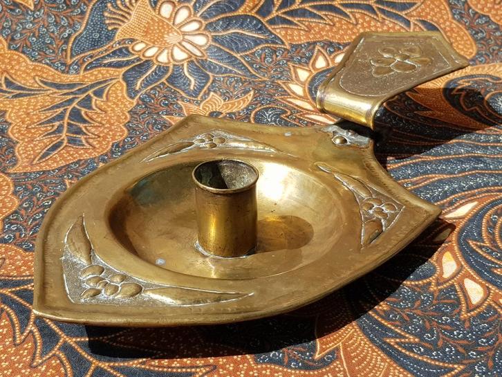 Mooie antieke koperen blaker uit Engeland 26 cm. uit 1850., Antiek en Kunst, Antiek | Kandelaars, Koper of Brons, Ophalen of Verzenden