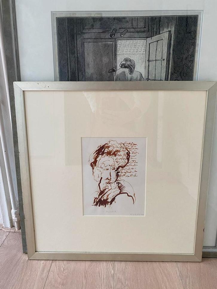 Heinrich Heine Portret, jaren '90, Antiek en Kunst, Kunst | Tekeningen en Foto's, Ophalen