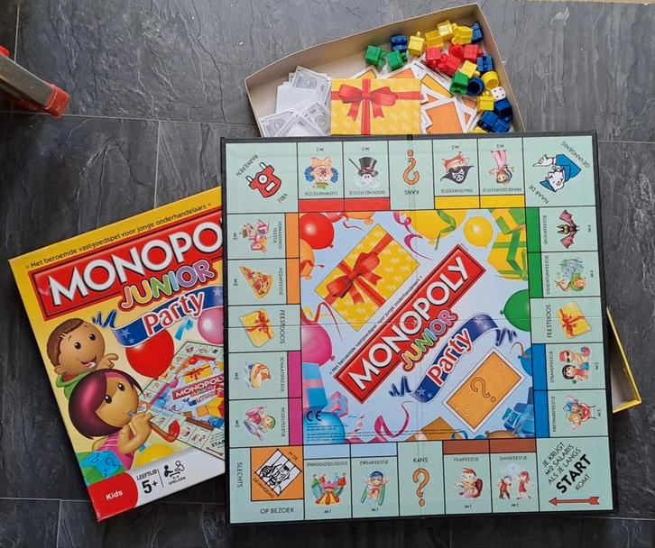 Monopoly Junior Party - Leuk en Leerzaam!, Hobby en Vrije tijd, Gezelschapsspellen | Bordspellen, Gebruikt, Drie of vier spelers