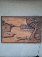 Houten Wanddecoratie met Houtsnijwerk, Antiek en Kunst, Kunst | Beelden en Houtsnijwerken, Verzenden