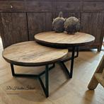 Ronde Salontafels Rustiek Oud Blad Metalen Onderstel, Ophalen, Rond, Nieuw, 50 tot 100 cm