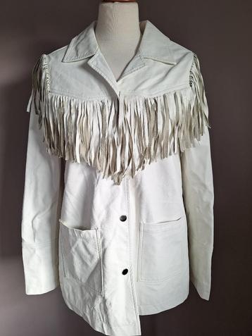 Nieuwe roomwitte faux leather stretch jas Loavies, maat S beschikbaar voor biedingen