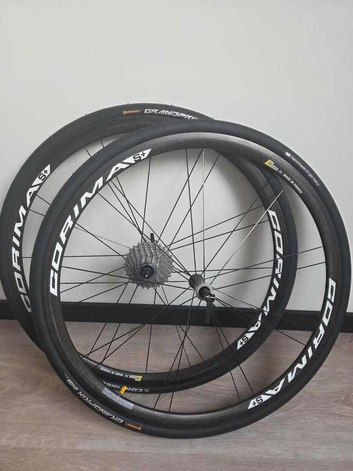 Corima S+ carbon - 28 inch (clincher) wielset + wieltassen, Fietsen en Brommers, Fietsonderdelen, Gebruikt, Racefiets, Wiel, Ophalen