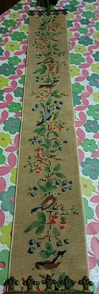 Vintage schellekoord vogels koperbeslag en grote bel (SK4), Hobby en Vrije tijd, Borduren en Borduurmachines, Gebruikt, Handborduren