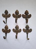 6 oude koperen kapstokhaken, Huis en Inrichting, Woonaccessoires | Kapstokken, Wandkapstok, Gebruikt, Ophalen of Verzenden, Minder dan 100 cm