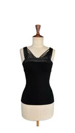 Zwarte top met lederen details van David Koma in maat S, Zwart, Ophalen of Verzenden, Zo goed als nieuw, David Koma