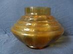 Amber gevormde glazen vaas Verreries Doyen Belgie d. 17,4 cm, Antiek en Kunst, Antiek | Glas en Kristal, Ophalen of Verzenden
