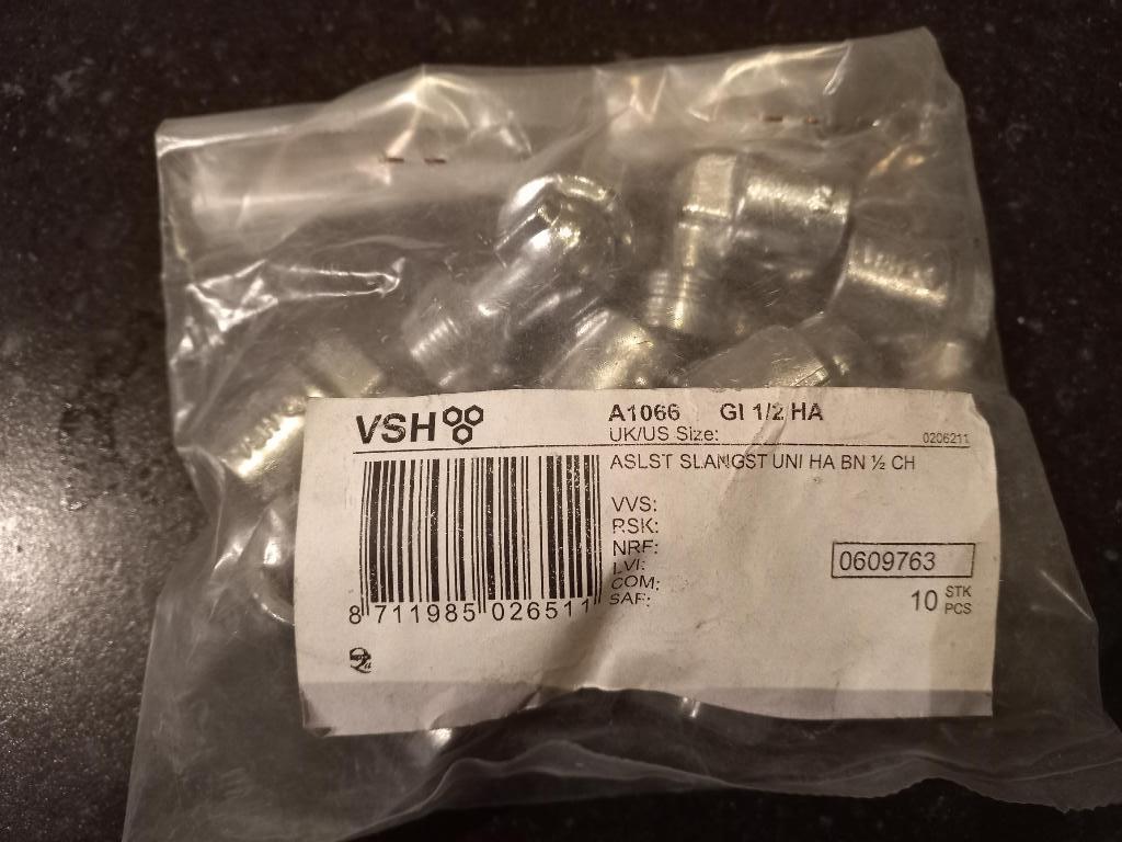 haakse gasaansluiting VSH UNI HA BN 1/2CH 10x nieuw, Ophalen of Verzenden, Nieuw, Chroom, Overige typen