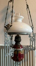 Antieke hangende olielamp, Antiek en Kunst, Antiek | Lampen, Ophalen