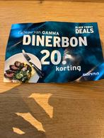 Gamma dinerbon 20 euro korting, Tickets en Kaartjes, Eén persoon, Kortingsbon, Overige typen