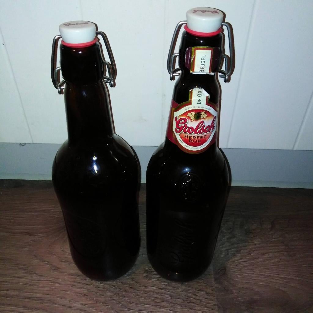 Grolsch lege beugelflessen 2 stuks, Verzamelen, Biermerken, Ophalen, Gebruikt, Flesje(s), Grolsch