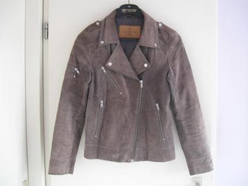 GOOSECRAFT BIKE 407 grijsbruin suede leren jasje maat L beschikbaar voor biedingen