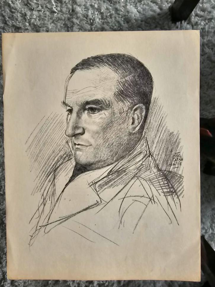 Otto Dicke - Portret Prof. Carp (1968), Antiek en Kunst, Kunst | Tekeningen en Foto's, Ophalen of Verzenden