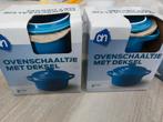 4 blauwe kleine ovenschaaltjes 12 cm, Ophalen, Zo goed als nieuw, Overige materialen, Pot, Bus of Blik