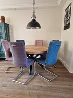 Complete eethoek – ronde tafel (150 cm) + 6 stoelen + lamp, Huis en Inrichting, Tafels | Eettafels, Ophalen, Gebruikt, Rond, Vijf personen of meer