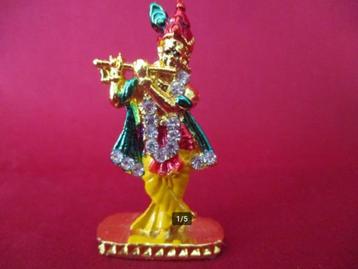 Klein cadeau Krishna beeldje met emaille en strass beschikbaar voor biedingen
