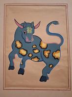Gouache Schilderij van een Stier illustratie p broos, Ophalen of Verzenden