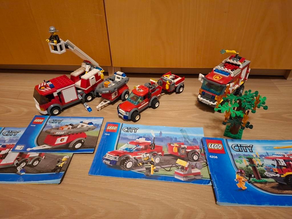 Lego sets 4208 + 7942 + 7239 + 7241 + 4900 brandweer, Ophalen of Verzenden