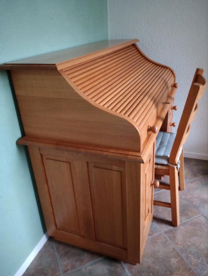Massief Eiken Rolluik Secretaire - Prachtig!, Huis en Inrichting, Bureaus, Gebruikt, Bureau, Ophalen