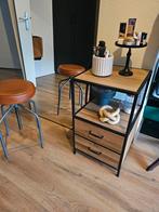 Stalen kastje met houten lades en bovenblad, Ophalen, Minder dan 45 cm, Nieuw, 70 cm of meer