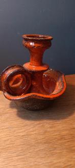 Brutalistische kandelaar, oranje, gemerkt NAXOS, retrolook, Antiek en Kunst, Ophalen of Verzenden
