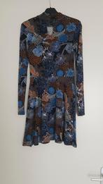 H&M blauw jurkje met bloemenprint en lange mouw, maat s, H&M, Blauw, Ophalen of Verzenden, Zo goed als nieuw