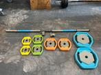 Reebok rep bodypump set halter stang  met 37,5 kg schijven, Sport en Fitness, Fitnessmaterialen, Gebruikt, Ophalen of Verzenden