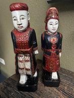 India houtsnijwerk vintage beelden echtpaar man vrouw 30 cm, Ophalen of Verzenden, Gebruikt, Mens