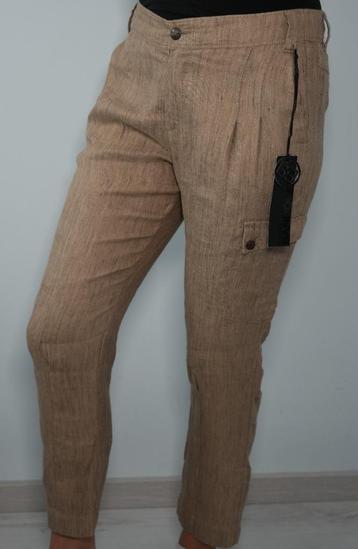 Elegante dames linnen broek in een natuurlijke bruine tint  beschikbaar voor biedingen