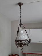 Antieke olielamp, op elektrisch, met glazen kap, hanglamp, Antiek en Kunst, Antiek | Lampen, Ophalen
