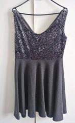 Swing vintage jurk L/XL grijs/pailletten met petticoat wit, Kleding | Dames, Overige typen, Maat 42/44 (L), Ophalen of Verzenden