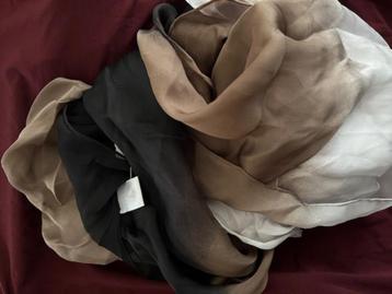 NIEUW JL by Fraas sjaal zijde zwart bruin kit langwerpig beschikbaar voor biedingen