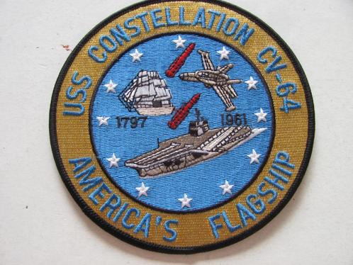 Embleem CV-64 USS constellation, Verzamelen, Militaria | Algemeen, Landmacht, Embleem of Badge, Nederland, Ophalen of Verzenden