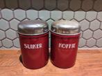 Vintage emaille suiker- en koffiebussen jaren 30, Ophalen of Verzenden, Gebruikt